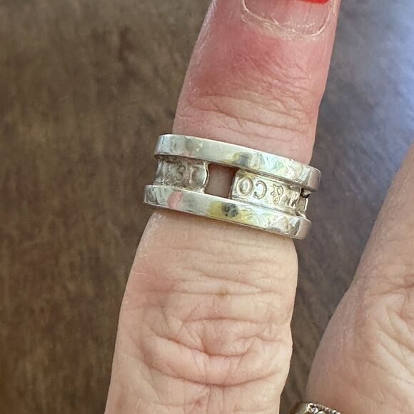 Tiffany & Co. Sterling Silver 1837 Collection Cut Out Stencil Ring Size 4.75 - Picture 5 of 9